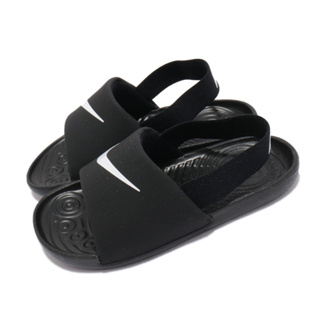 Nike 涼鞋 Kawa Slide 套腳 童鞋 輕便 舒適 大logo 簡約 小童 穿搭 黑白 BV1094001