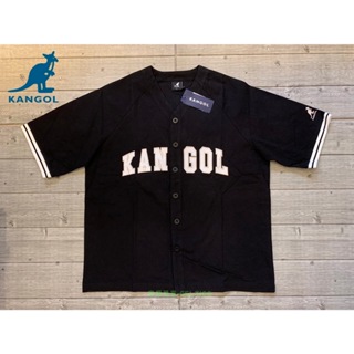 塞爾提克~KANGOL 英國袋鼠 男生 女生 棒球衣 重磅棉質 短袖 排扣T恤 衣服 黑色
