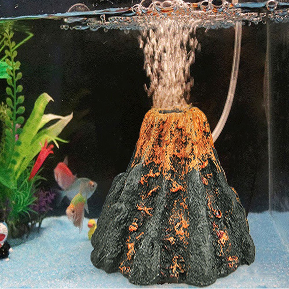 仿真火山 可裝打氣機打氧 魚缸造景 魚缸裝飾 水族擺件 魚蝦躲避屋 水族造景 水族箱設備