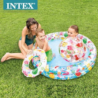 玩樂生活 美國INTEX 59460西瓜水果三件式充氣游泳池 兒童戲水池 嬰兒遊戲球池(免費維修 瑕疵換新品)