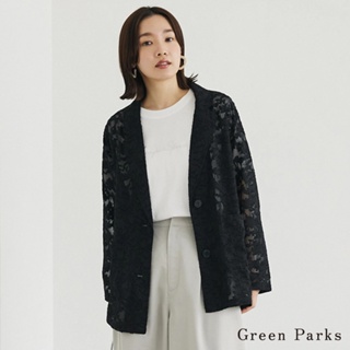 Green Parks 透明感提花雙口袋西裝外套(6P42L0Y0300)