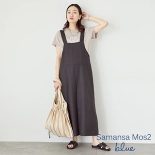 Samansa Mos2 blue 2Way可調鈕釦設計吊帶洋裝(FG42L0H0180)