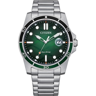 CITIZEN 星辰 GENT'S 光動能 水波紋腕錶－綠面 (AW1811-82X)