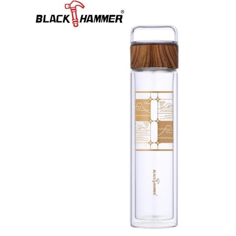 鐵窗花雙層耐熱玻璃瓶 BLACK HAMMER(全新）