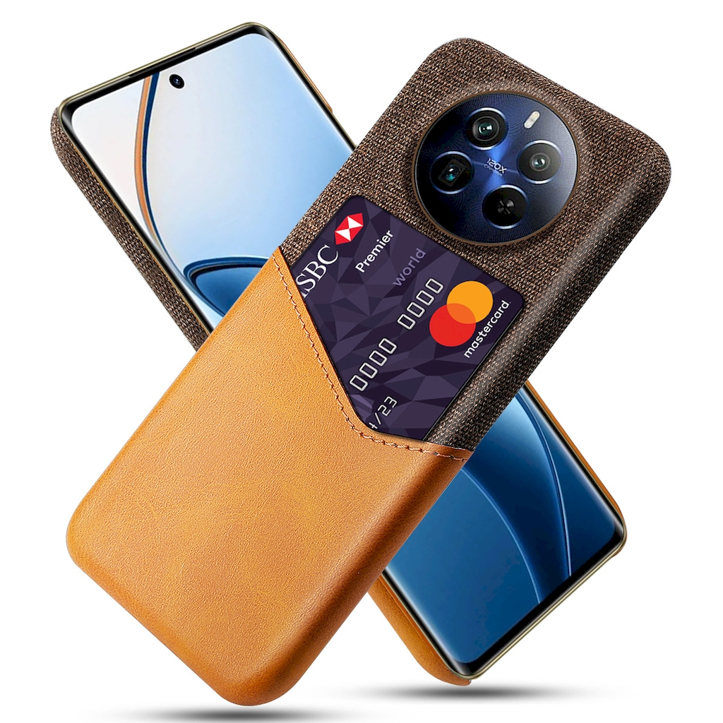Realme 12+ 12 Pro+ 5G 皮革保護殼 皮革混布紋單插卡背蓋撞色手機殼保護套手機套
