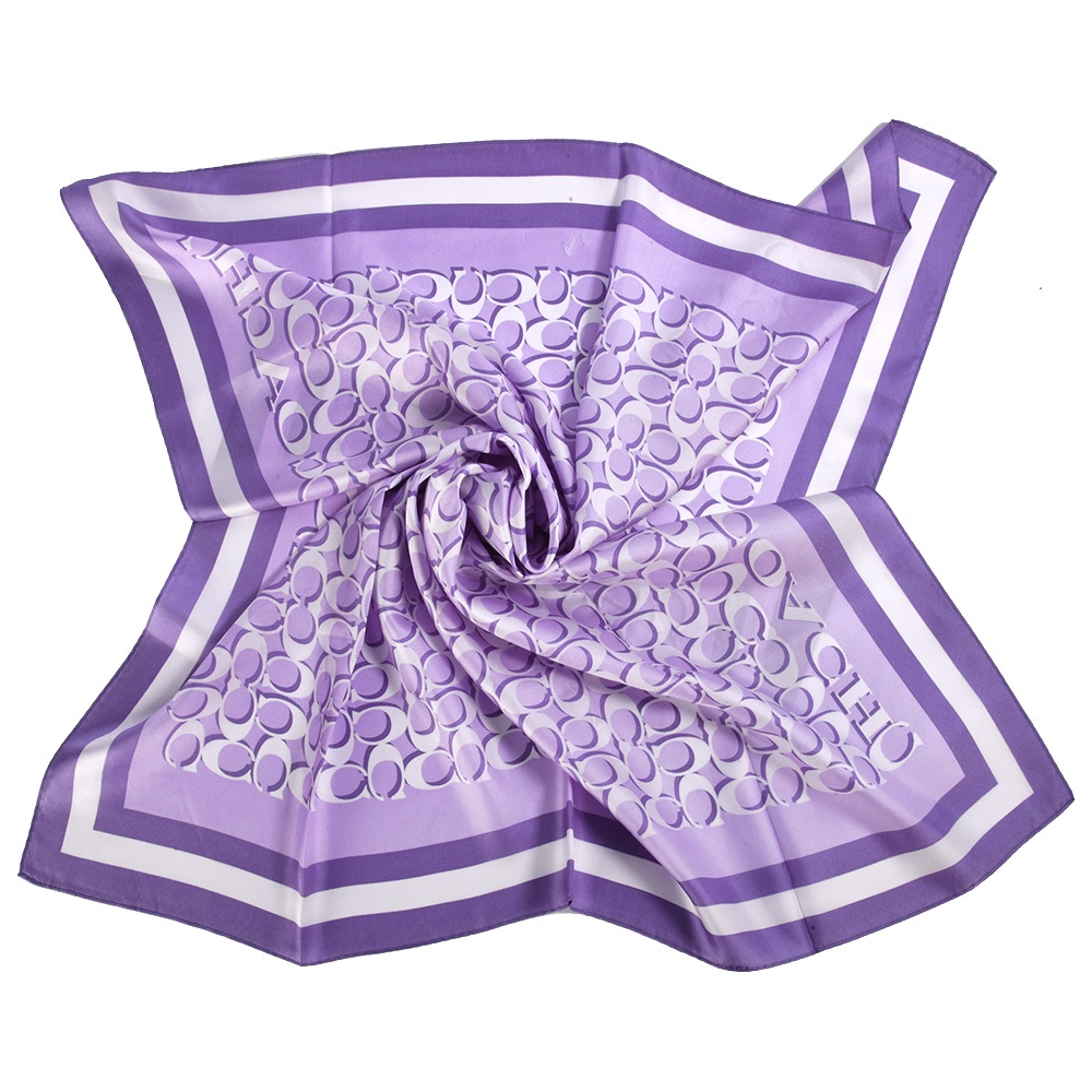 COACH老花C紋印花真絲方巾89cm(紫色)190983-4