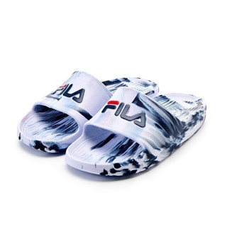 FILA 斐樂 SLEEK SLIDE Splash 拖鞋 男女款 防水 輕便 經典 白藍-4-S356Y-113