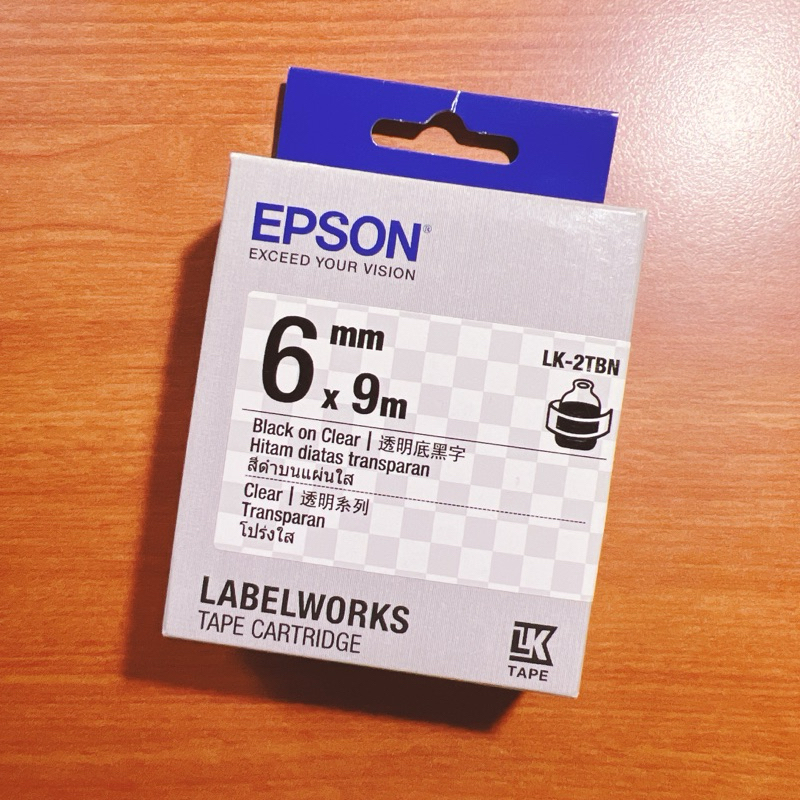 EPSON LK-2TBN透明底黑字 透明系列6mm 標籤帶 奶茶機標籤機可用 二手