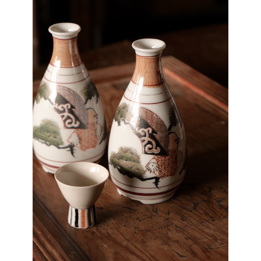 日本 九谷燒 古美術 德利 清酒壺 清酒瓶 茶道具