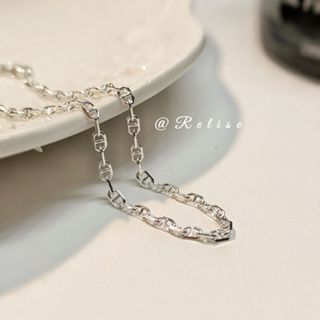 [Relise] （臺灣現貨）A0300* 通體純銀 S925純銀 豬鼻子焊接手鍊