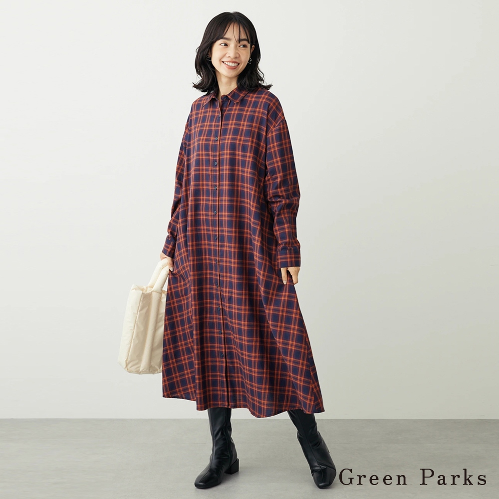 Green Parks 格紋襯衫連身裙(6A33L0H0600)