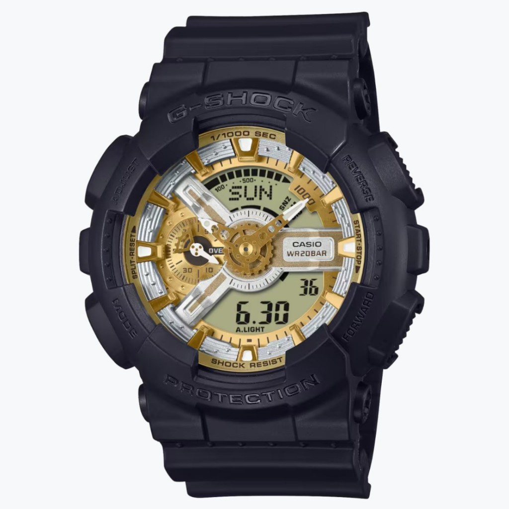 【G-SHOCK】金銀雙色雙顯運動手錶GA-110-1A9 51.2mm 現代鐘錶
