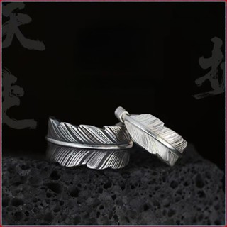 🌻TS銀飾丨手工銀匠丨原創設計丨《羽毛》情侶對戒男士戒指925純銀戒指嘻哈戒指朋剋戒指轉運戒指開口戒指食指戒指招財戒指