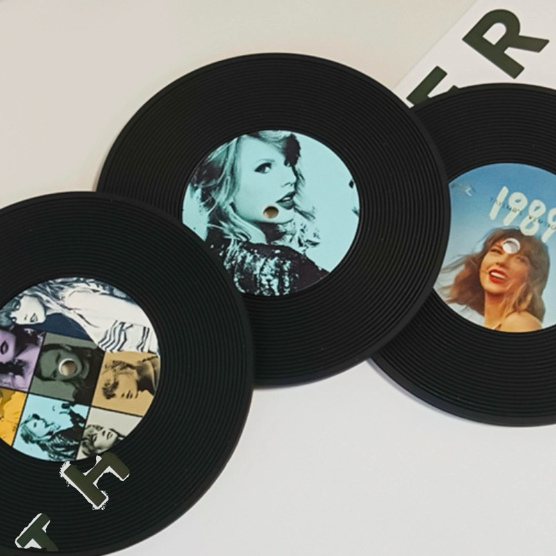 泰勒絲黑膠唱片杯墊 復古 CD唱片造型 矽膠 1989專輯封面 Taylor Swift 收藏