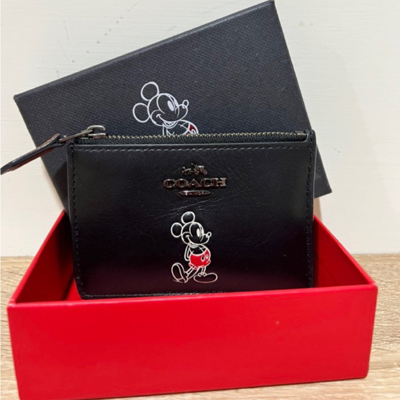 自售 正品紐約專櫃Coach Mickey 迪士尼米奇聯名款零錢包 卡包 證件包 鑰匙包
