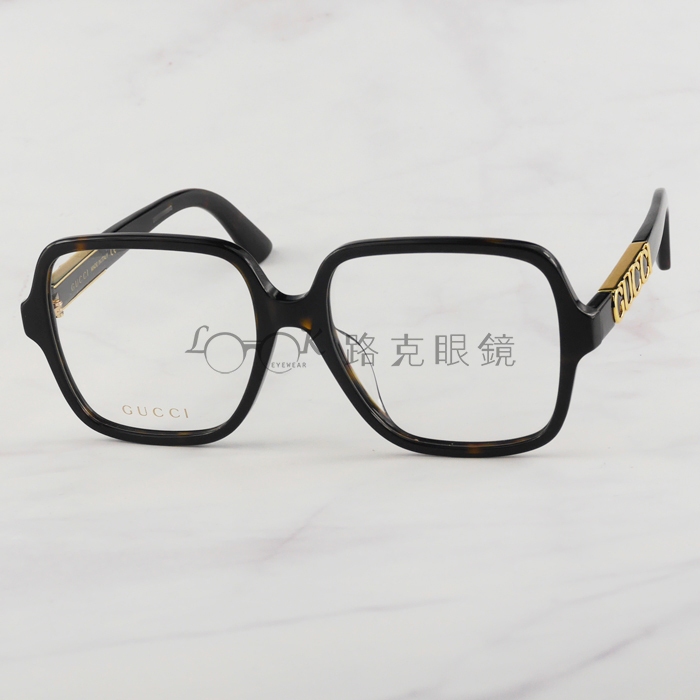 【LOOK路克眼鏡】GUCCI 光學眼鏡 琥珀色 方框 金屬LOGO字樣 亞洲版 GG1193OA 002