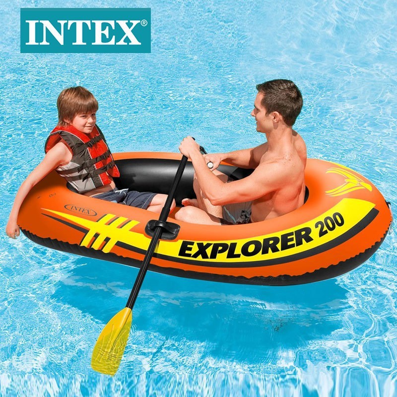 INTEX58331 原廠探險者二人充氣船 附充氣筒船槳 送修補貼 釣魚游泳玩水(免費檢修 瑕疵換新品)