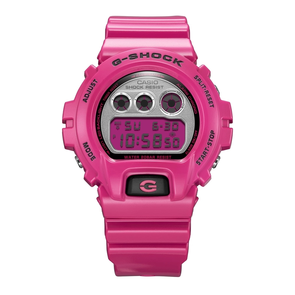 CASIO卡西歐 G-SHOCK 經典系列 三眼錶盤 運動電子錶 粉紅 DW-6900RCS-4_50mm
