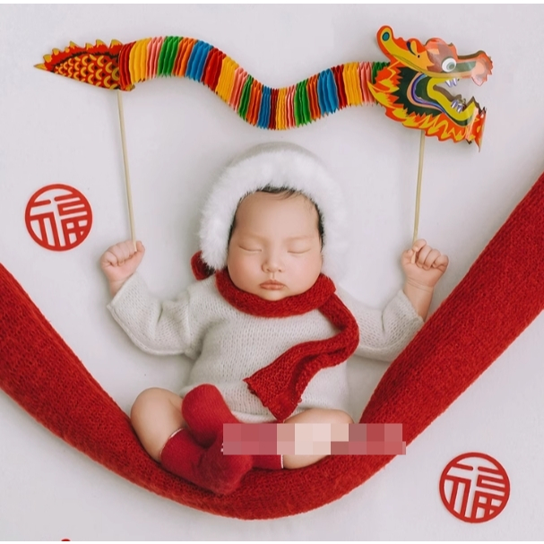 龍年造型服裝新生兒嬰兒兒童寶寶攝影拍攝百天拍照道具創意主題寫真