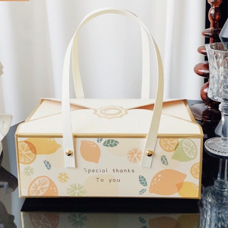 水果圖案手提盒 禮盒包裝 皮繩/紙繩 鳳梨/檸檬圖案 花茶/鳳梨酥/餅乾包裝 烘焙包裝 禮物包裝 禮盒包裝盒