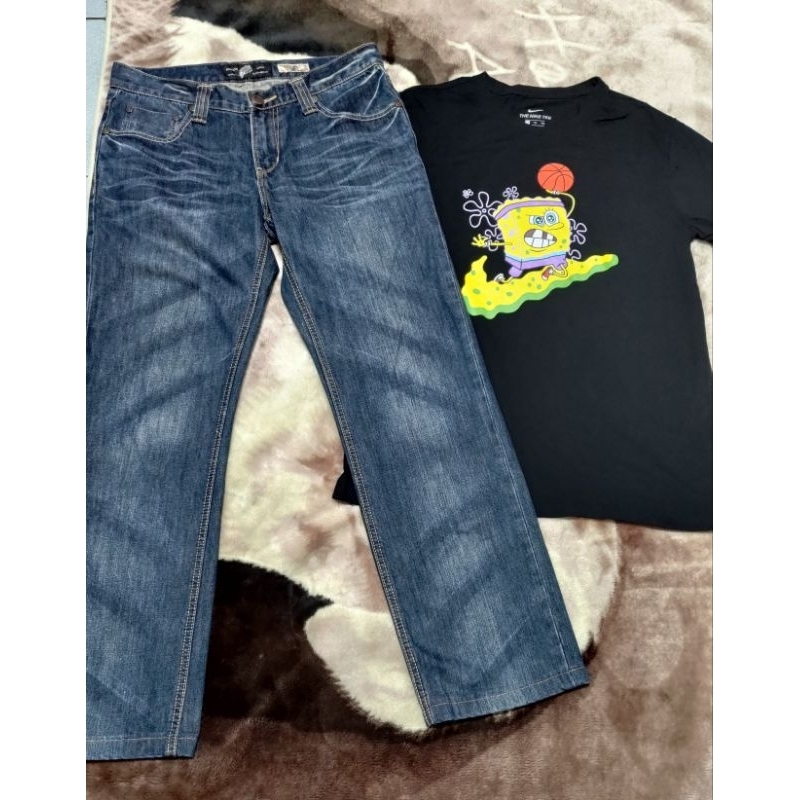 NIKE KYRIE TEE 海棉寶寶 短袖  BOBSON 刺繡logo 牛仔褲 33腰 大尺碼nike已售