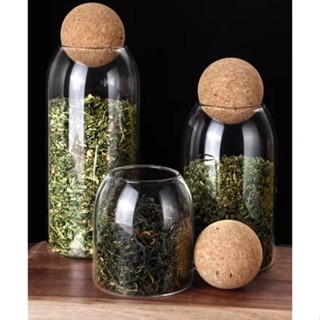 【life用品】茶葉罐家用密封小茶罐收納球塞瓶玻璃瓶空儲茶罐圓形軟木塞茶葉桶