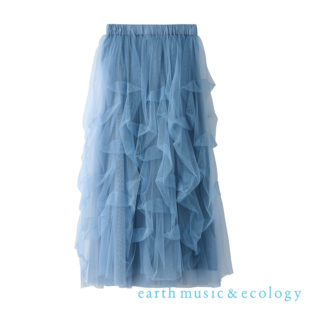 earth music&amp;ecology 雙層抓皺網紗裙(LA42L0L0200)