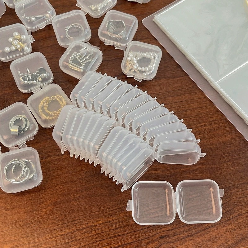 【現貨】 飾品收納盒 透明塑膠盒子 耳環 耳針 戒指 首飾 小盒子sim卡 收納盒 耳塞盒