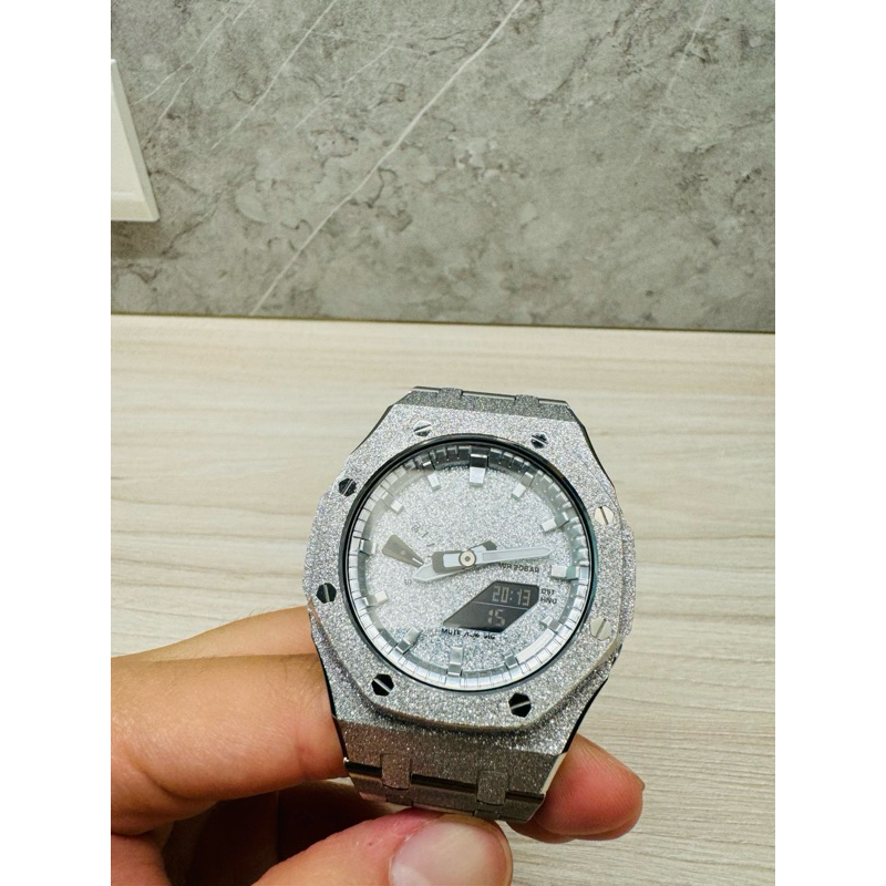 Casio 正版G-shock改AP AUDEMARS PIGUET 愛彼 Royal Oak皇家橡樹 霜金 絕不掉鑽