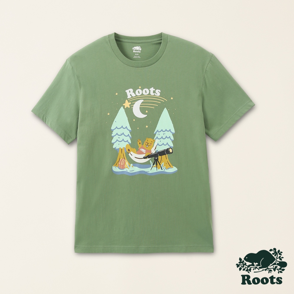 【Roots】男裝-星際遨遊系列 觀星海狸有機棉短袖T恤