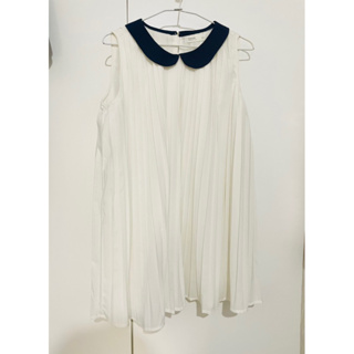 PAZZO 白色洋裝 領片洋裝 度假洋裝 日系洋裝 無袖洋裝 二手