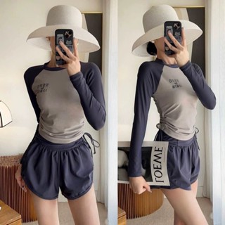臺灣現貨❀泳衣女 長袖泳衣 泳衣兩件式 泡溫泉泳衣 保守泳衣 分體女孩 防曬泳衣 女生泳衣 學生泳衣 泳裝女 運動風泳裝
