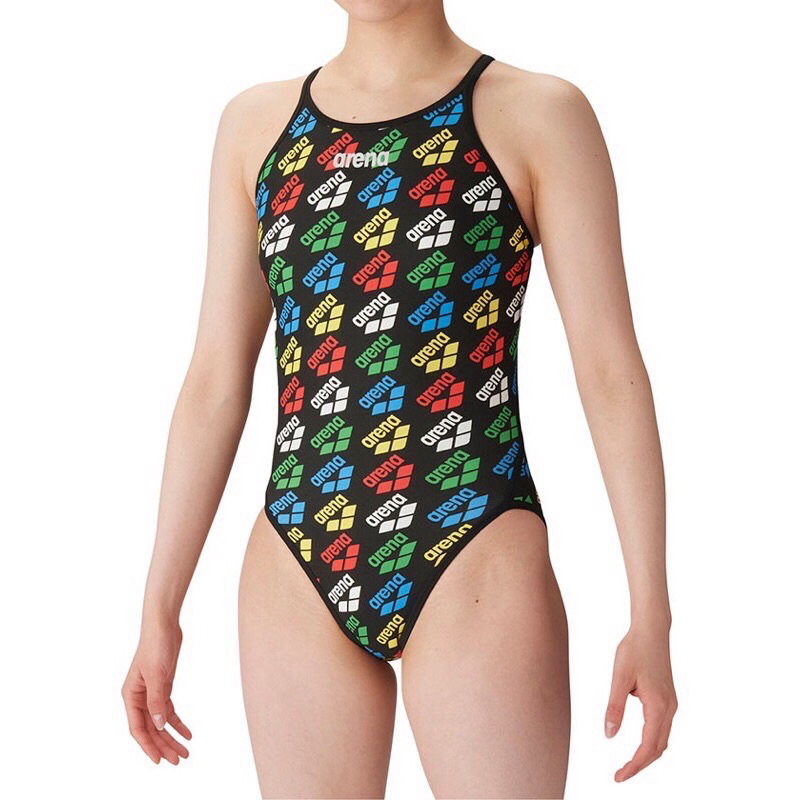 現貨 日本代購 日本新上市 ARENA L號 SAR-4116W 彩虹標連身 練習 泳衣 競賽 水上活動 抗氯 耐用