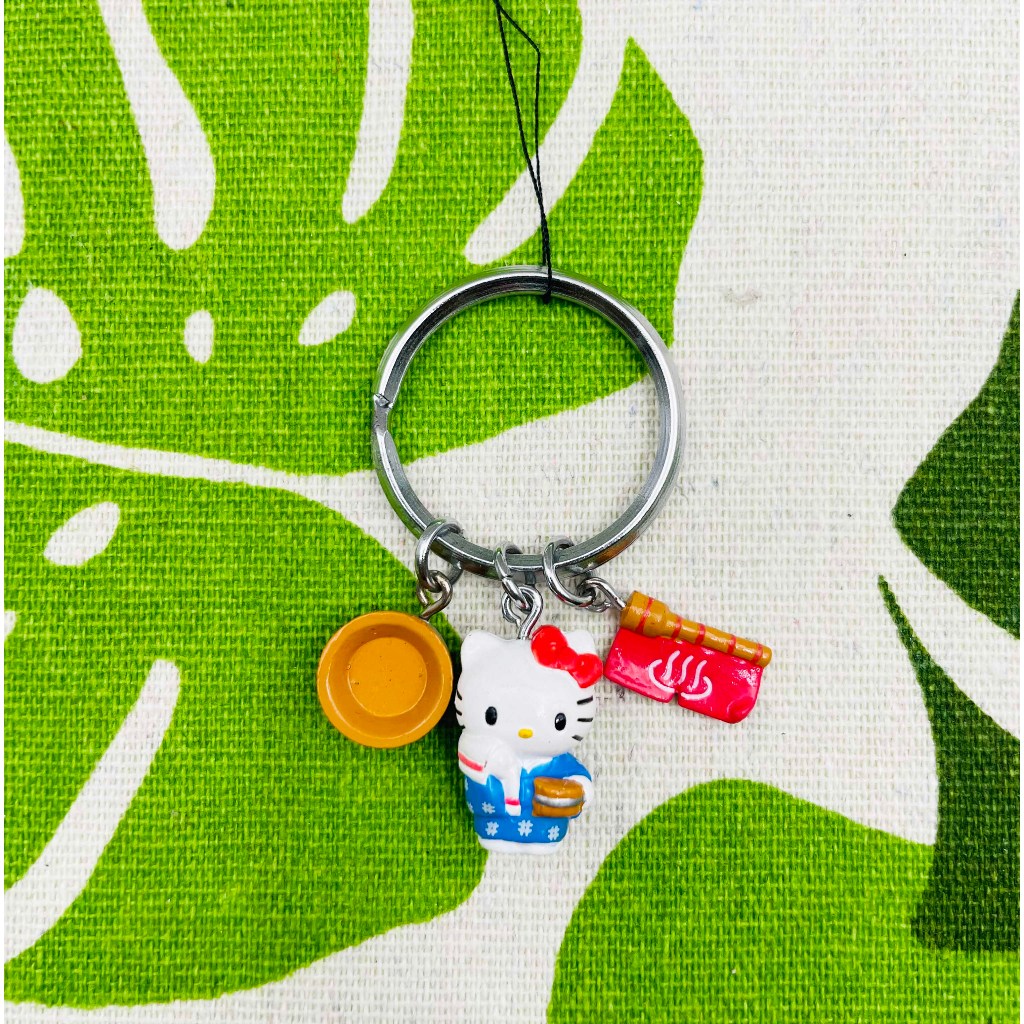 Hello Kitty 凱蒂貓~日本sanrio三麗鷗 KITTY鑰匙圈鎖圈-溫泉*80417