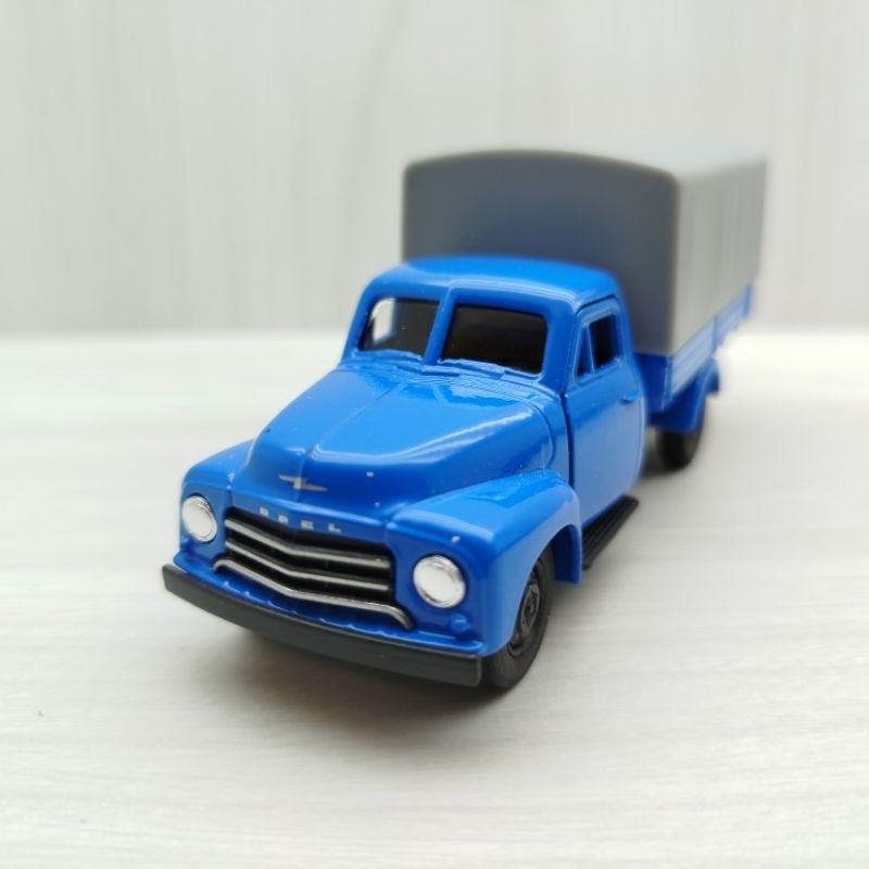 宅米吉 全新盒裝現貨~1:64歐寶1952 OPEL BLITZ 閃電貨車斗篷款藍色 合金 模型車 玩具 小汽車
