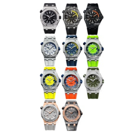 台灣熱銷    ap男士手錶 AP金鋼王 皇家橡樹15710手錶 男士經典商務全自動機械機芯手錶 天然橡膠錶帶