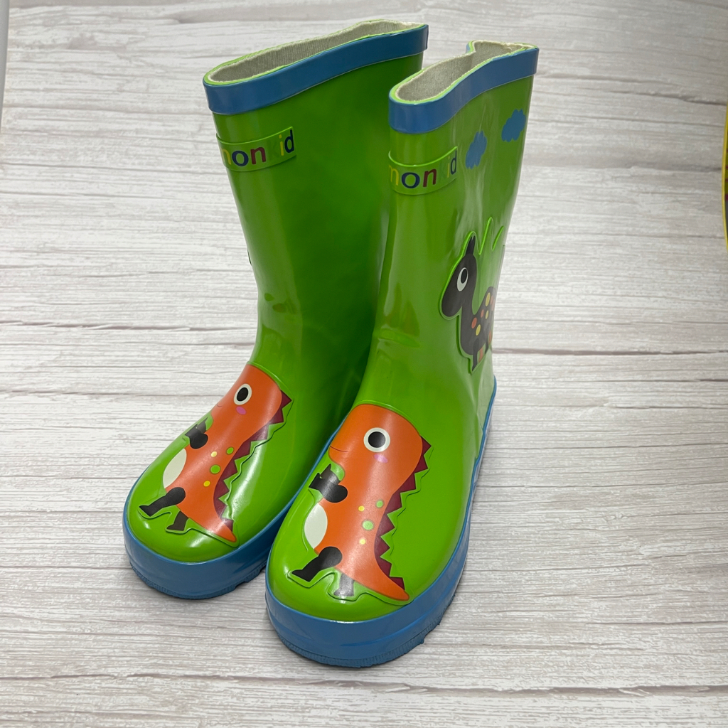 ［出清品］《布布童鞋》綠色小恐龍橡膠底防滑雨鞋(21公分)