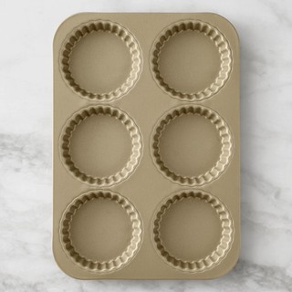 Williams Sonoma 4066882 圓形波浪邊塔模 烤盤 15 3/4吋 x 11吋 x 3/4吋 Gold