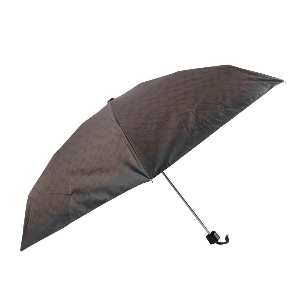 COACH CC Logo 滿版標誌環保材質迷你雨傘(巧克力色) C4322 IMAA8