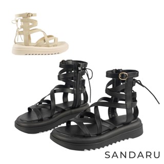 山打努sandaru-涼鞋 交叉後綁帶造型羅馬涼鞋