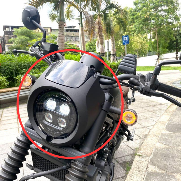 Rebel 1100T DCT頭燈整流罩 適用於 Honda 叛逆者500改裝黑色豬頭罩 Rebel 1100T