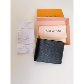 Louis Vuitton LV M60332 Slender Epi水波紋皮革雙折黑色短夾