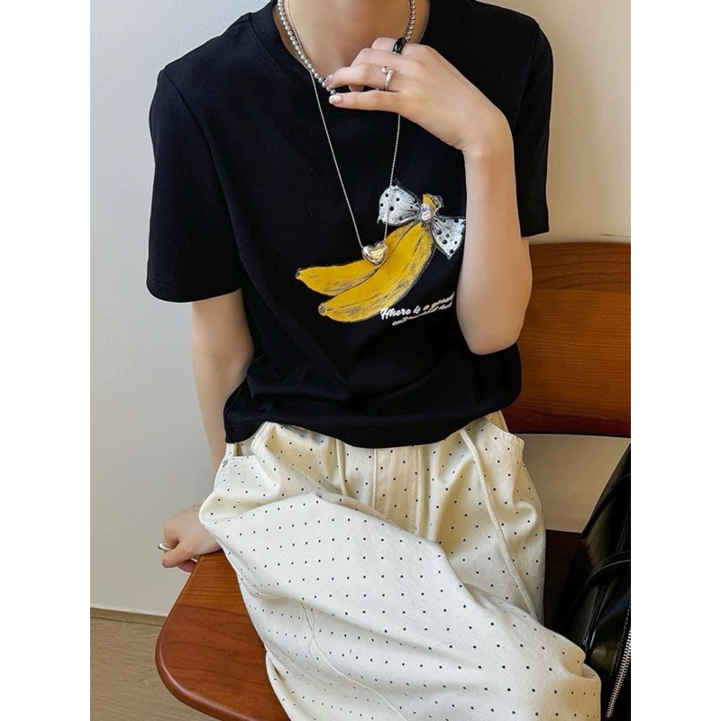 《采絲衣舘》春夏新品 點點香蕉蝴蝶結短版上衣.棉T.T恤