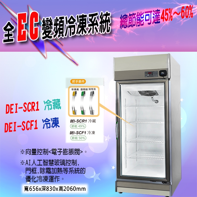 【全新商品】變頻單門玻璃冷藏冰箱 變頻單門玻璃冷凍冰箱 全EC變頻冷凍藏冰箱 AI智慧控制節能冷藏凍冰箱 超節能變頻冷藏