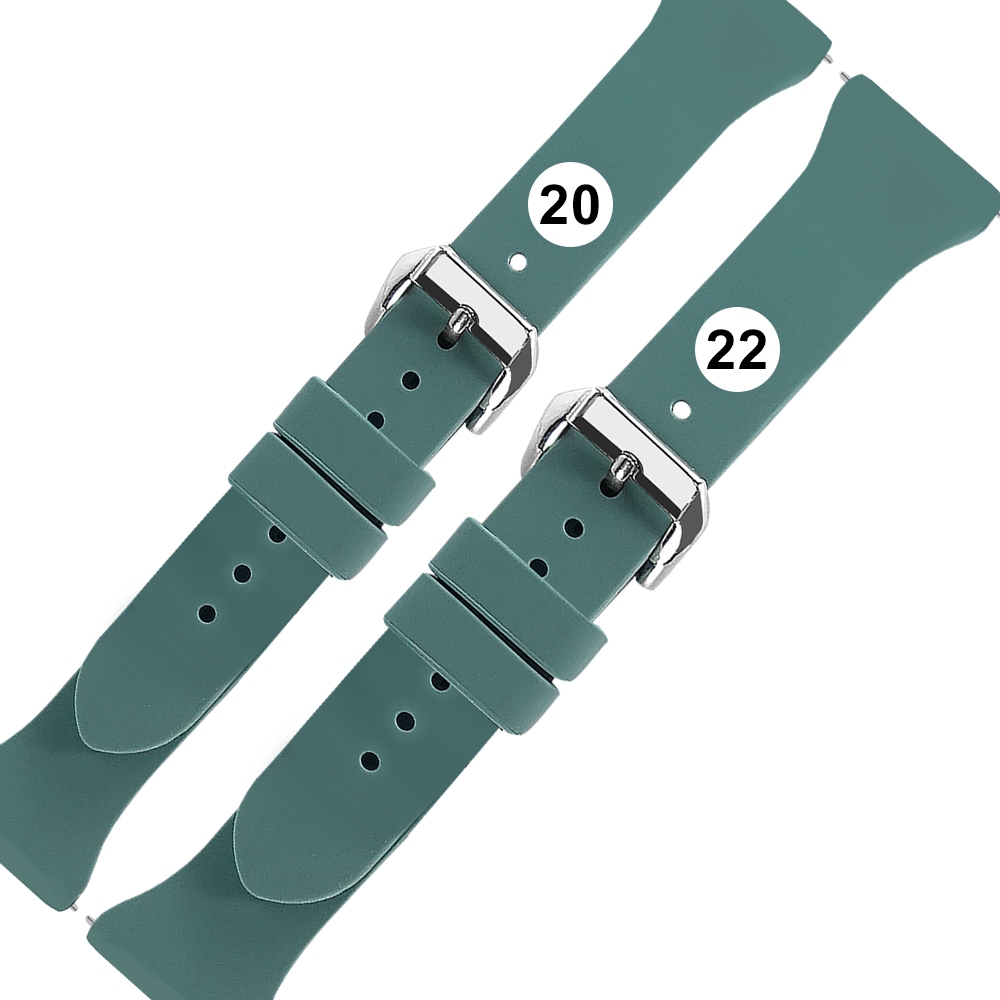 Watchband / 20.22mm / 各品牌通用 經典色系 快拆型 矽膠錶帶 松綠色 ＃858-125T-PGN