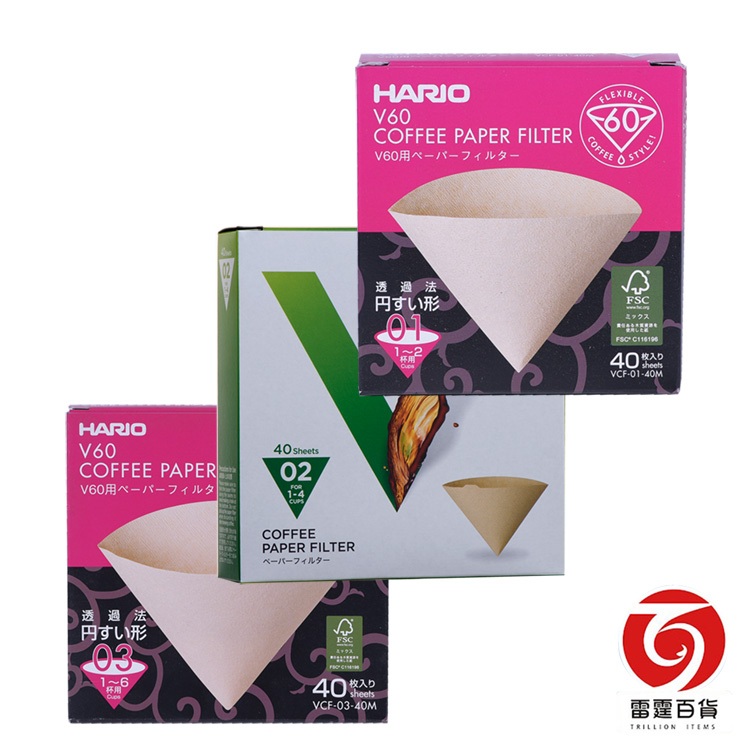 HARIO V60無漂白濾紙 01/02/03 咖啡濾紙 咖啡器具 濾紙 下午茶 現貨 多款 周邊耗材 雷霆百貨