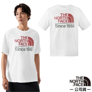 【The North Face】男 款彈性透氣純棉短袖圓領T恤 休閒套頭衫 運動上衣_雪峰白_88G3