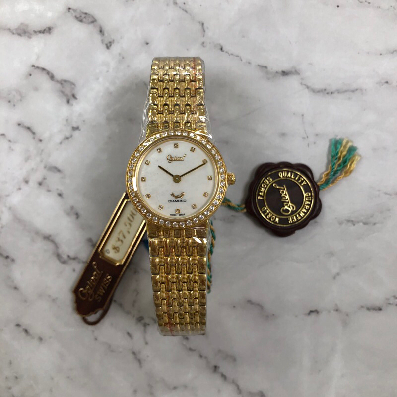 Ogival 愛其華 女 薄型流沙金蔥真鑽 石英腕錶 (385-025DLK) 27mm