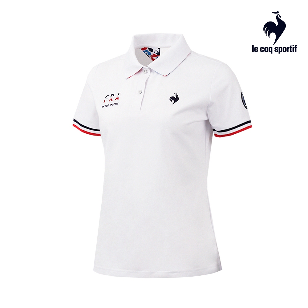 【LE COQ SPORTIF 法國公雞】休閒經典短袖POLO衫-女款-白色-LWT22345