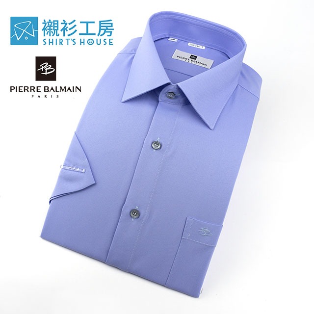 皮爾帕門pb藍紫色素面、吸濕排汗機能、合身短袖襯衫68046-05-襯衫工房